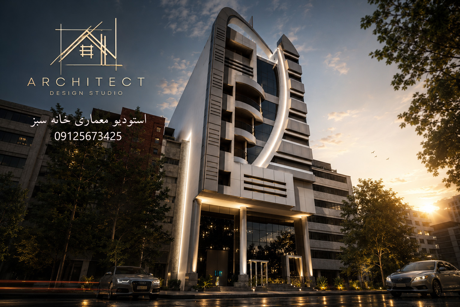 طراحی نمای ساختمان تجاری اداری در باغستان کرج - تصویر 1